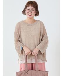 メッシュ編みプルオーバー+ノースリーブインナーセット