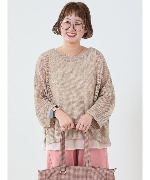 Samansa Mos2(サマンサ モスモス)の「メッシュ編みプルオーバー+ノースリーブインナーセット(ニット/セーター・レディース・ブラック/レッド/ベージュ・F)」の2枚目の写真