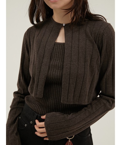 LA PEAU DE GEM(ラポドゥジェム)の「【 LA PEAU DE GEM 】 antipilling two piece knit / アンチピリング2pニット(ニット/セーター・レディース・ブラック/ブラウン/グリーン・FREE)」の13枚目の写真
