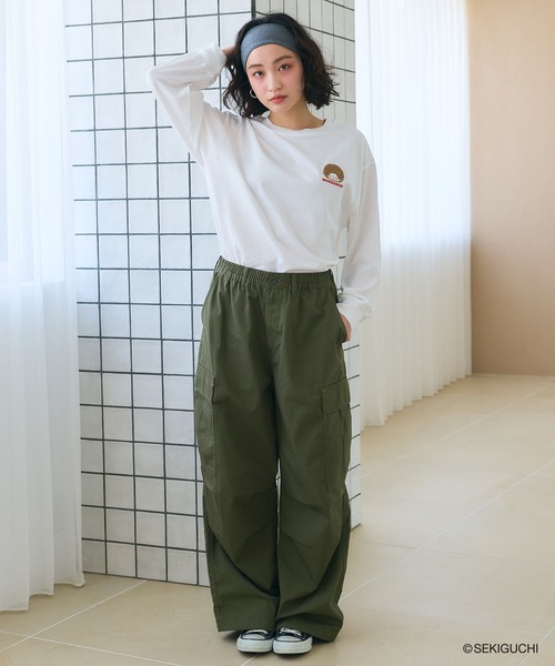 cross marche(クロスマルシェ)の「【モンチッチ】ワンポイント刺繍ロンT(Tシャツ/カットソー・レディース・オフホワイト/ブラック/ダークグリーン・L/M/LL)」の10枚目の写真