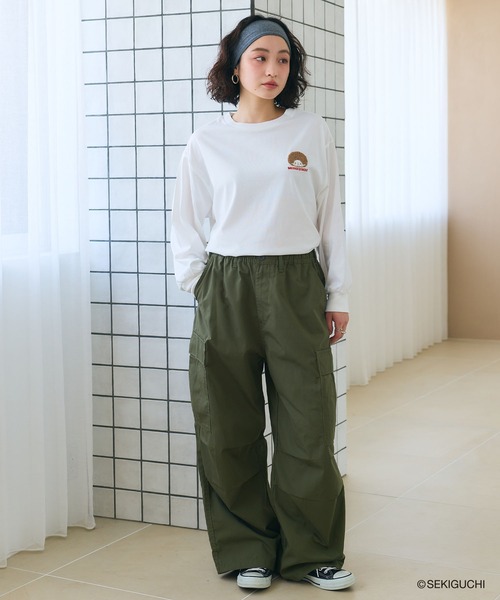 cross marche(クロスマルシェ)の「【モンチッチ】ワンポイント刺繍ロンT(Tシャツ/カットソー・レディース・オフホワイト/ブラック/ダークグリーン・L/M/LL)」の11枚目の写真