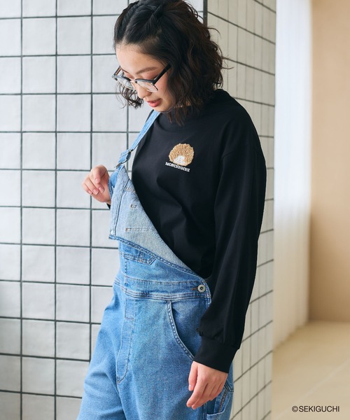 cross marche(クロスマルシェ)の「【モンチッチ】ワンポイント刺繍ロンT(Tシャツ/カットソー・レディース・オフホワイト/ブラック/ダークグリーン・L/M/LL)」の14枚目の写真