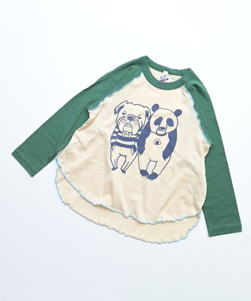 JIPPON(ジポン)の「【JIPPON/日本製】パンダメローカットソー(Tシャツ/カットソー・キッズ・イエロー/グリーン/レッド/ブラック・80/90/100/110/120)」の1枚目の写真