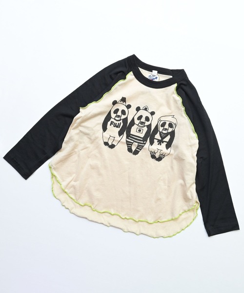 JIPPON(ジポン)の「【JIPPON/日本製】パンダメローカットソー(Tシャツ/カットソー・キッズ・イエロー/グリーン/レッド/ブラック・80/90/100/110/120)」の2枚目の写真