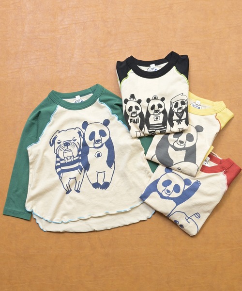JIPPON(ジポン)の「【JIPPON/日本製】パンダメローカットソー(Tシャツ/カットソー・キッズ・イエロー/グリーン/レッド/ブラック・80/90/100/110/120)」の9枚目の写真