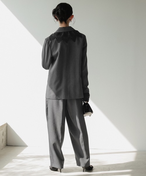 Callarus(カラルス)の「【セットアップ】レース使いダブルブレストデザインジャケットカーブパンツセットアップスーツ〔Callarus〕(セットアップ・レディース・チャコール/ブラック・S/L/M/LL)」の18枚目の写真