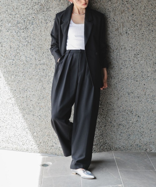 Callarus(カラルス)の「【セットアップ】レース使いダブルブレストデザインジャケットカーブパンツセットアップスーツ〔Callarus〕(セットアップ・レディース・チャコール/ブラック・S/L/M/LL)」の13枚目の写真