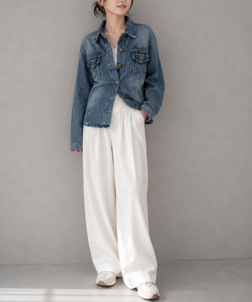 FINEnough（ファインナフ）の「デニムシャツ（テーラードジャケット・レディース・ブルー・M/S）」の9枚目の写真