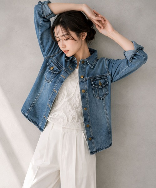 FINEnough（ファインナフ）の「デニムシャツ（テーラードジャケット・レディース・ブルー・M/S）」の10枚目の写真