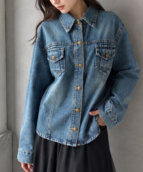 FINEnough（ファインナフ）の「デニムシャツ（テーラードジャケット・レディース・ブルー・M/S）」の8枚目の写真