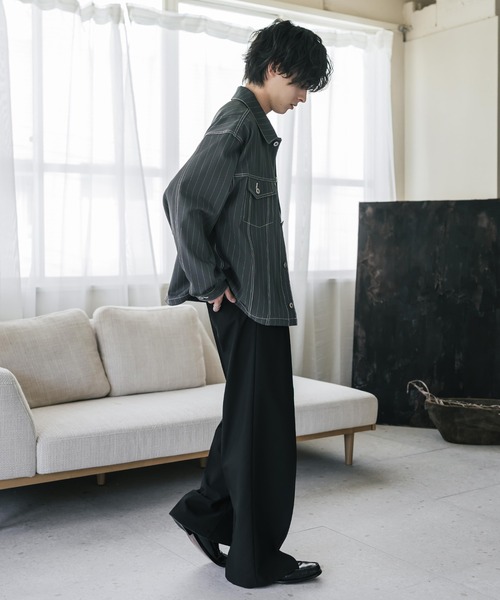 Rocky Monroe(ロッキーモンロー)の「ショート丈ピンストライプジャケット/短丈シャツジャケット(その他アウター・メンズ・グレー/ネイビー/ブラック/ブラウン・L/M/XL)」の20枚目の写真