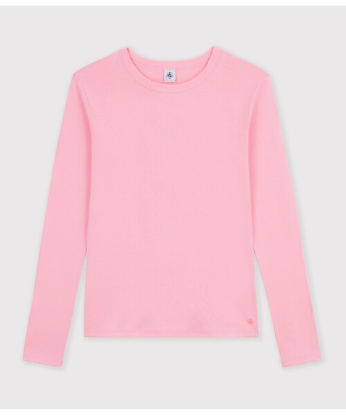 PETIT BATEAU(プチバトー)の「クルーネック長袖Tシャツ(Tシャツ/カットソー・レディース・ピンク・LARGE)」の1枚目の写真