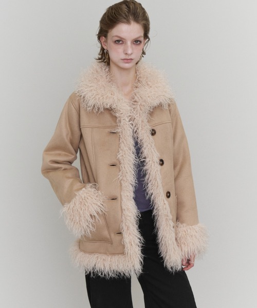 Rohwel(ローウェル)の「Volume Fur Mouton Coat / ボリュームファームートンコート(ムートンコート・レディース・ブラック/ブラウン/ベージュ・FREE)」の1枚目の写真