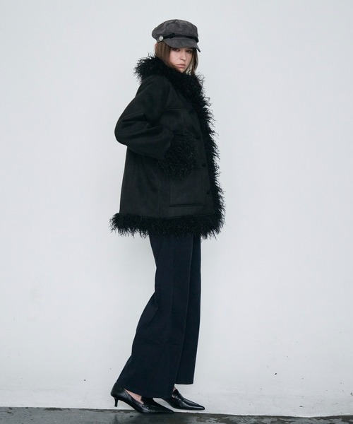Rohwel(ローウェル)の「Volume Fur Mouton Coat / ボリュームファームートンコート(ムートンコート・レディース・ブラック/ブラウン/ベージュ・FREE)」の5枚目の写真