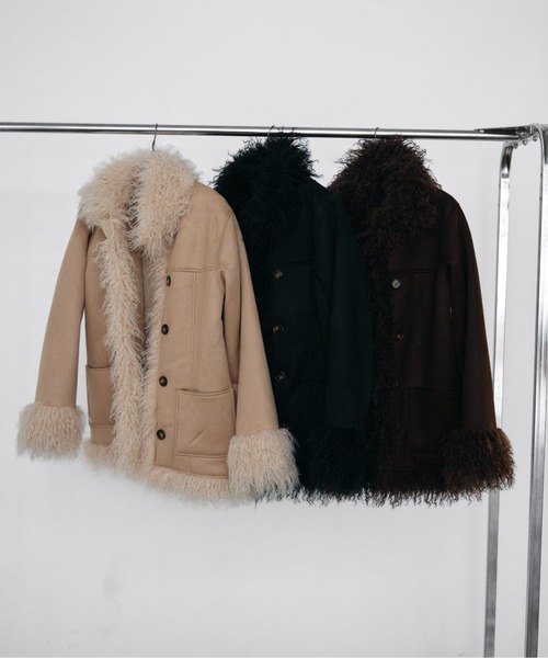 Rohwel(ローウェル)の「Volume Fur Mouton Coat / ボリュームファームートンコート(ムートンコート・レディース・ブラック/ブラウン/ベージュ・FREE)」の7枚目の写真