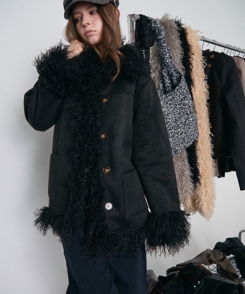 Rohwel(ローウェル)の「Volume Fur Mouton Coat / ボリュームファームートンコート(ムートンコート・レディース・ブラック/ブラウン/ベージュ・FREE)」の17枚目の写真