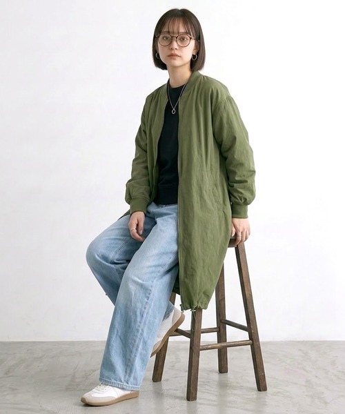 CRB（シーアールビー）の「ピーチロングMA-1（MA-1・レディース・カーキ/チャコールグレー/ブラック・F）」の4枚目の写真