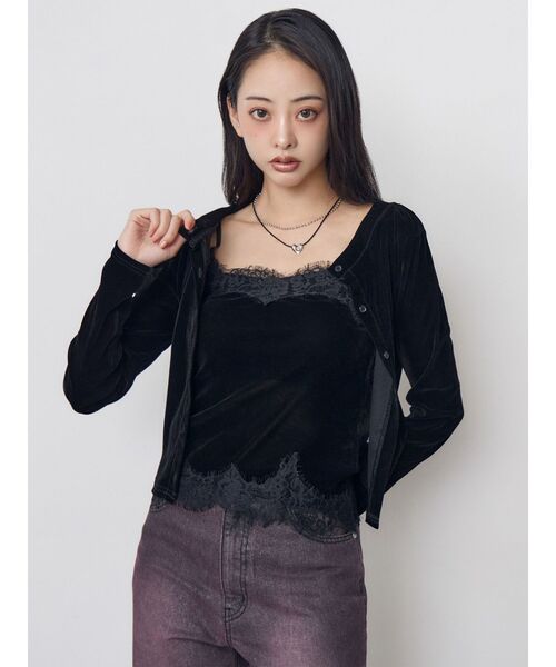 MURUA(ムルーア)の「ベロアキャミアンサンブルカーデ 秋服(アンサンブル・レディース・グレー/ボルドー/ブラック・FREE)」の17枚目の写真