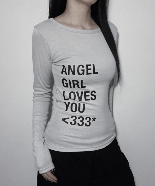 IZROOM(イズルーム)の「エンジェルガール スリムフィット長袖トップス (LIGHT GRAY)(Tシャツ/カットソー・レディース・その他・FREE)」の2枚目の写真