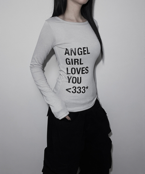 IZROOM(イズルーム)の「エンジェルガール スリムフィット長袖トップス (LIGHT GRAY)(Tシャツ/カットソー・レディース・その他・FREE)」の4枚目の写真