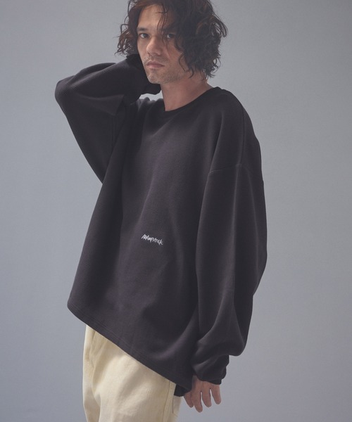 mlt5874-waffle soft roundedhem loose shirt クルーネックトップス(AP2624013)