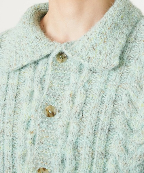 TAAKK(ターク)の「【TAAKK】MULTICOLOR CABLE KNIT CARDIGAN(ニット/セーター・メンズ・ブラック/ライトグリーン・2/3)」の8枚目の写真
