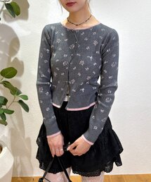なみなみ花柄ニットカーデ