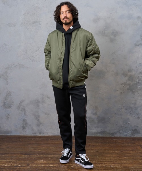 No Rain No Rainbow(ノーレインノーレインボー)の「mj11922- heartbeat print insulated MA-1 jacket MA-1ジャケット(NR26W-29)(MA-1・メンズ・カーキ/ブラック・S/M/L/XL)」の7枚目の写真