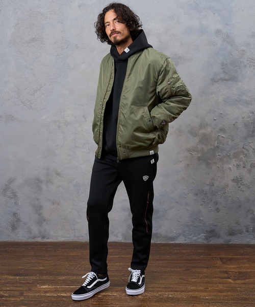 No Rain No Rainbow(ノーレインノーレインボー)の「mj11922- heartbeat print insulated MA-1 jacket MA-1ジャケット(NR26W-29)(MA-1・メンズ・カーキ/ブラック・S/M/L/XL)」の8枚目の写真