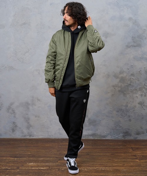 No Rain No Rainbow(ノーレインノーレインボー)の「mj11922- heartbeat print insulated MA-1 jacket MA-1ジャケット(NR26W-29)(MA-1・メンズ・カーキ/ブラック・S/M/L/XL)」の9枚目の写真