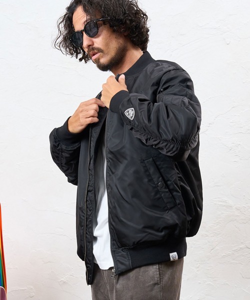 No Rain No Rainbow(ノーレインノーレインボー)の「mj11922- heartbeat print insulated MA-1 jacket MA-1ジャケット(NR26W-29)(MA-1・メンズ・カーキ/ブラック・S/M/L/XL)」の12枚目の写真