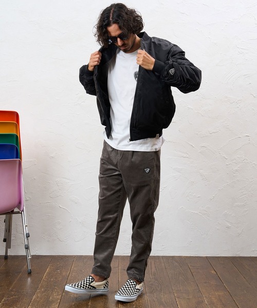 No Rain No Rainbow(ノーレインノーレインボー)の「mj11922- heartbeat print insulated MA-1 jacket MA-1ジャケット(NR26W-29)(MA-1・メンズ・カーキ/ブラック・S/M/L/XL)」の14枚目の写真
