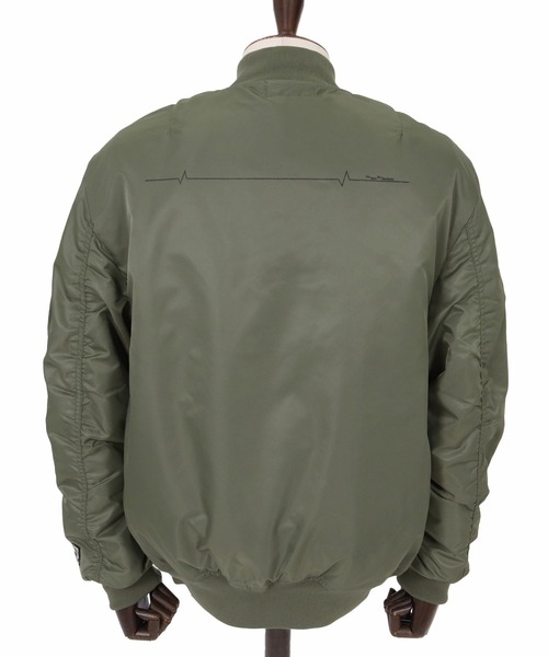 No Rain No Rainbow(ノーレインノーレインボー)の「mj11922- heartbeat print insulated MA-1 jacket MA-1ジャケット(NR26W-29)(MA-1・メンズ・カーキ/ブラック・S/M/L/XL)」の17枚目の写真