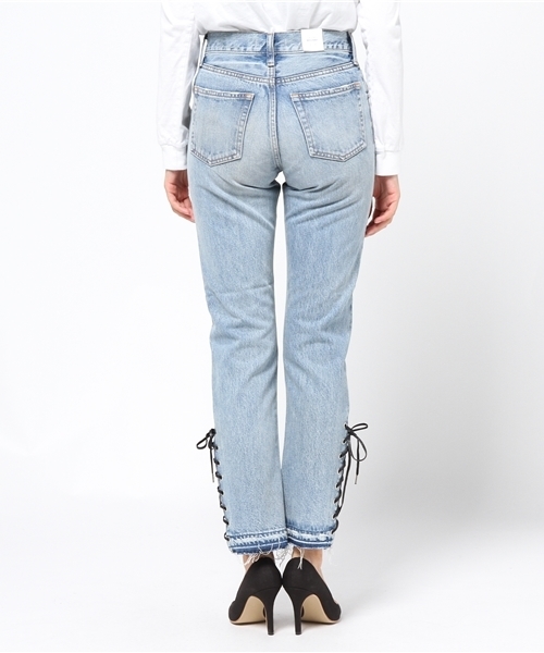 MOUSSY（マウジー）の「SLIT HEM SLIM STRAIGHT（デニムパンツ・レディース・ブルー・24inch/25inch/27inch/26inch）」の4枚目の写真