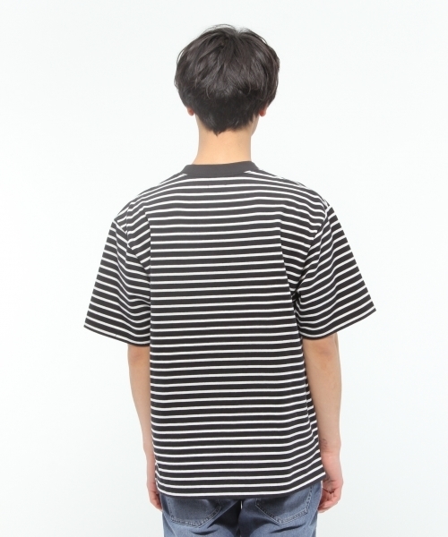 LAKOLE（ラコレ）の「【吸水速乾】プレーティング天竺ボーダー柄Tシャツ / LAKOLE（Tシャツ/カットソー・メンズ・ブラック/ホワイト・SMALL/MEDIUM/LARGE）」の7枚目の写真