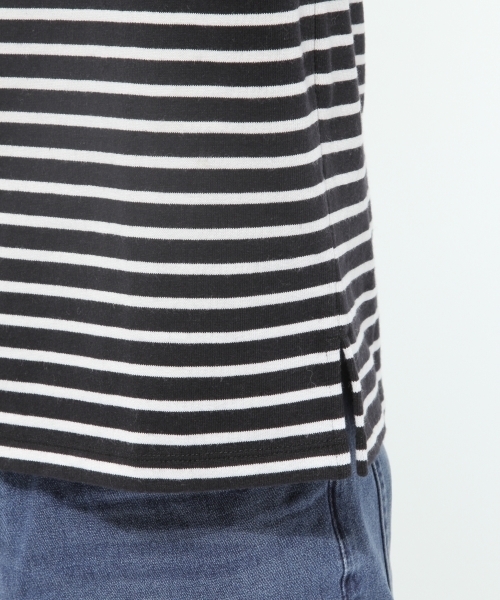 LAKOLE（ラコレ）の「【吸水速乾】プレーティング天竺ボーダー柄Tシャツ / LAKOLE（Tシャツ/カットソー・メンズ・ブラック/ホワイト・SMALL/MEDIUM/LARGE）」の11枚目の写真