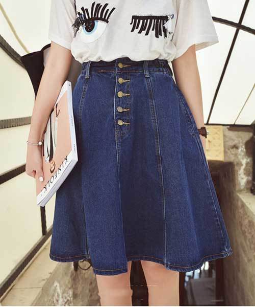 フレアデニム台形スカート（デニムスカート）｜classicalelf