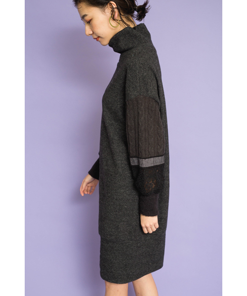 TEVALT（ヴァレット）の「<Titilate valet> ケーブル切替え　ボリュームスリーブニット　ワンピース（ワンピース・レディース・ブラック/杢グレー/チャコールグレー・38）」の17枚目の写真