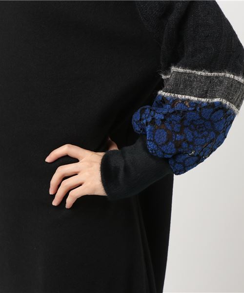 TEVALT（ヴァレット）の「<Titilate valet> ケーブル切替え　ボリュームスリーブニット　ワンピース（ワンピース・レディース・ブラック/杢グレー/チャコールグレー・38）」の12枚目の写真