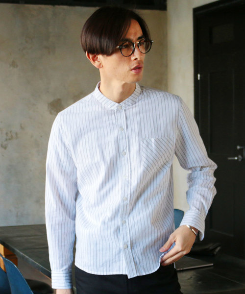 THE CASUAL（カジュアル）の「30S高密度ブロード長袖バンドカラーシャツ（シャツ/ブラウス・メンズ・ピンク/グレー/ネイビー/ブルー系その他/サックスブルー/ホワイト系その他/カーキ/ホワイト/ブルー/ワイン/テラコッタ/ブラック・L/XL/S/M）」の3枚目の写真