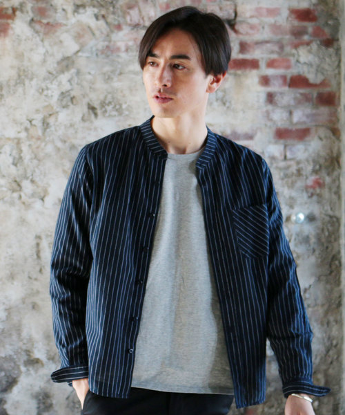 THE CASUAL（カジュアル）の「30S高密度ブロード長袖バンドカラーシャツ（シャツ/ブラウス・メンズ・ピンク/グレー/ネイビー/ブルー系その他/サックスブルー/ホワイト系その他/カーキ/ホワイト/ブルー/ワイン/テラコッタ/ブラック・L/XL/S/M）」の11枚目の写真