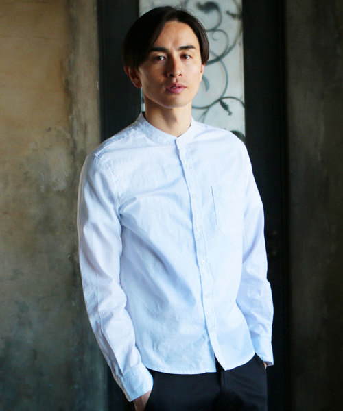 THE CASUAL（カジュアル）の「30S高密度ブロード長袖バンドカラーシャツ（シャツ/ブラウス・メンズ・ピンク/グレー/ネイビー/ブルー系その他/サックスブルー/ホワイト系その他/カーキ/ホワイト/ブルー/ワイン/テラコッタ/ブラック・L/XL/S/M）」の2枚目の写真