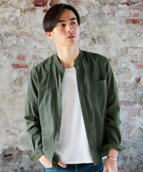 THE CASUAL（カジュアル）の「30S高密度ブロード長袖バンドカラーシャツ（シャツ/ブラウス・メンズ・ピンク/グレー/ネイビー/ブルー系その他/サックスブルー/ホワイト系その他/カーキ/ホワイト/ブルー/ワイン/テラコッタ/ブラック・L/XL/S/M）」の7枚目の写真