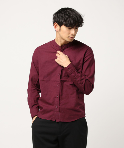 THE CASUAL（カジュアル）の「30S高密度ブロード長袖バンドカラーシャツ（シャツ/ブラウス・メンズ・ピンク/グレー/ネイビー/ブルー系その他/サックスブルー/ホワイト系その他/カーキ/ホワイト/ブルー/ワイン/テラコッタ/ブラック・L/XL/S/M）」の12枚目の写真