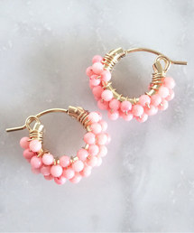 【marinaJEWELRY】14kgf/Pink Coral pave pierced earringSS