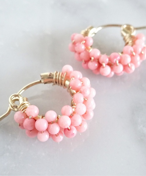 TONE SELECT GOODS(トーンセレクトグッズ)の「【marinaJEWELRY】14kgf/Pink Coral pave pierced earringSS(ピアス(両耳用)・レディース・ピンク・FREE)」の3枚目の写真