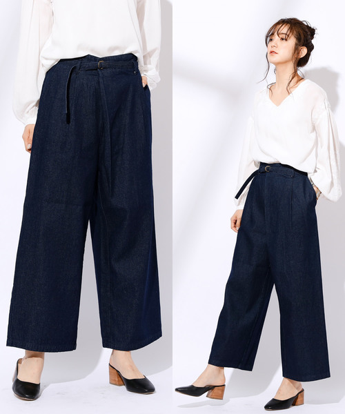 CIAOPANIC(チャオパニック)の「デニムタックワイドパンツ(デニムパンツ・レディース・ブルー/ダークブルー・FREE)」の1枚目の写真