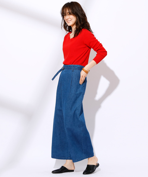 CIAOPANIC(チャオパニック)の「デニムタックワイドパンツ(デニムパンツ・レディース・ブルー/ダークブルー・FREE)」の12枚目の写真