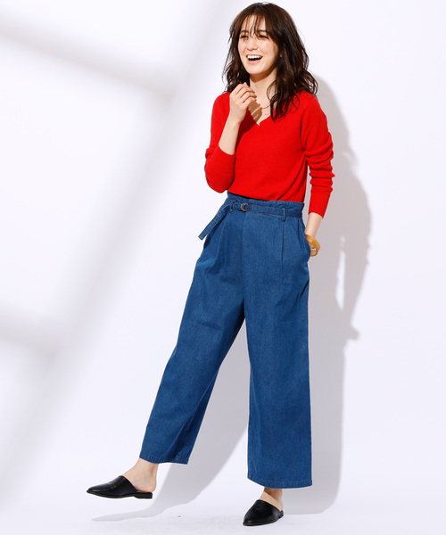 CIAOPANIC(チャオパニック)の「デニムタックワイドパンツ(デニムパンツ・レディース・ブルー/ダークブルー・FREE)」の14枚目の写真