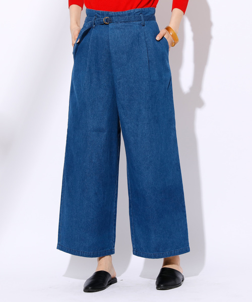 CIAOPANIC(チャオパニック)の「デニムタックワイドパンツ(デニムパンツ・レディース・ブルー/ダークブルー・FREE)」の5枚目の写真